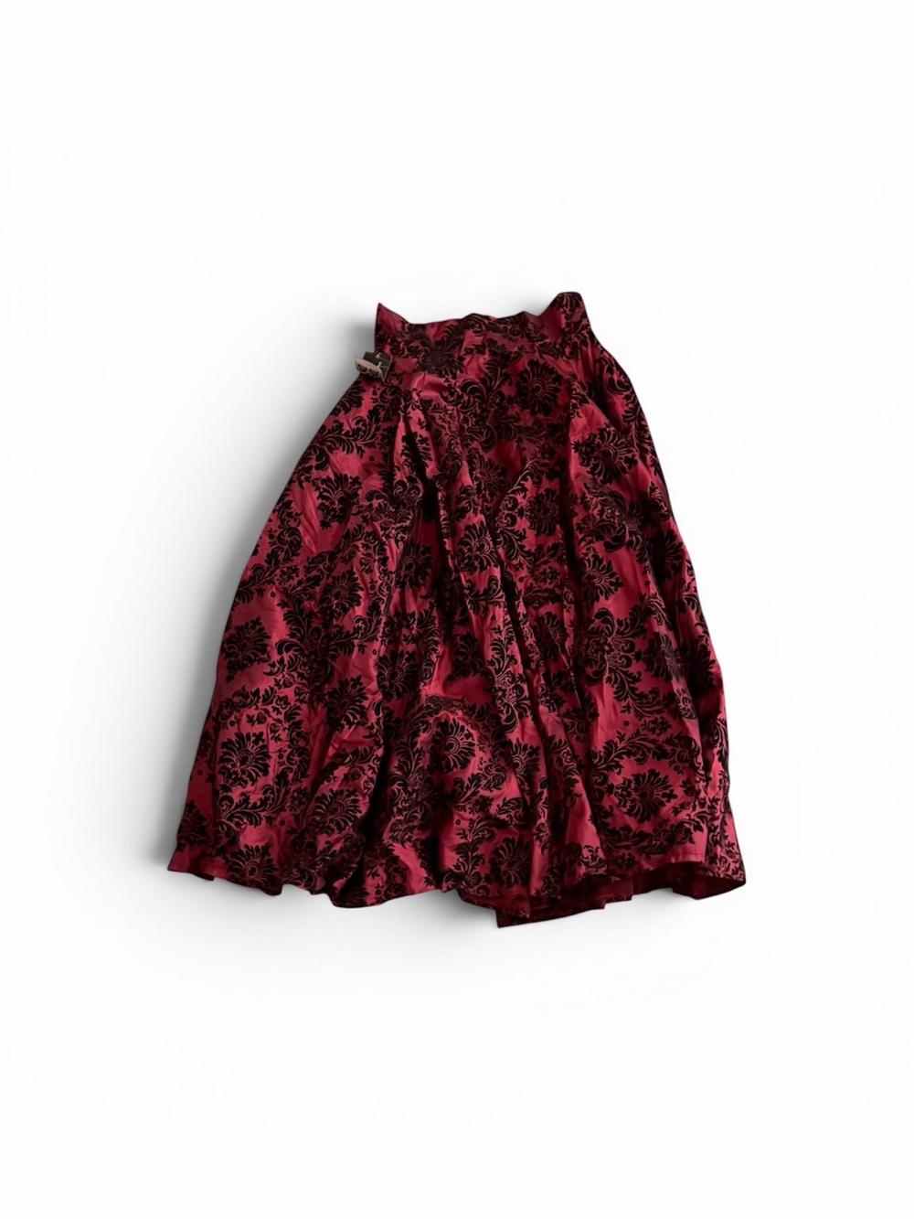 Tawni Haynes Burgundy and Black Velvet Burnout Full Circle Skirt